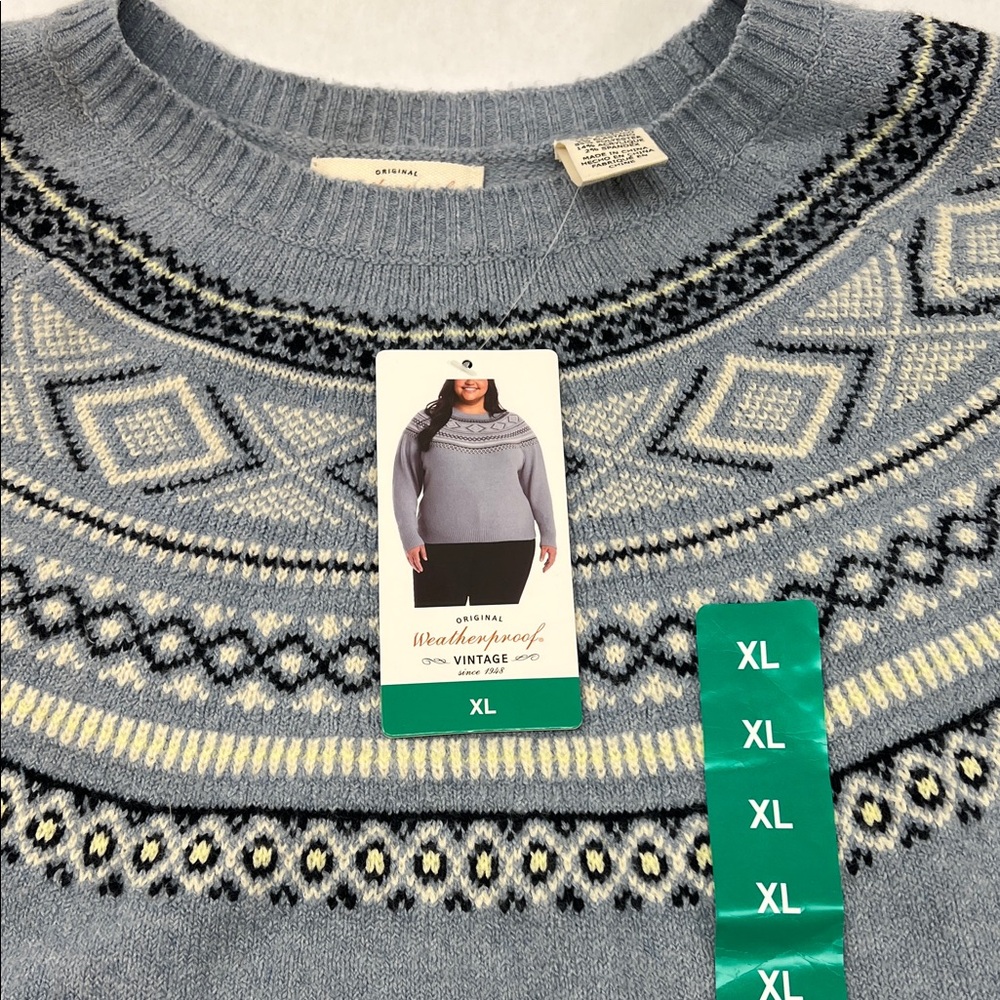 Weatherproof Blue Patterned Women's Sweater - Picture 3 of 6
